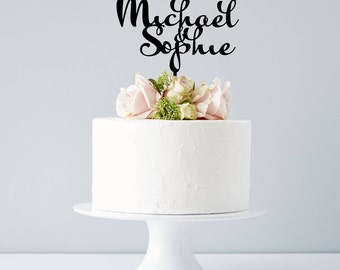 Personalised Calligraphy Couples Wedding Cake Topper