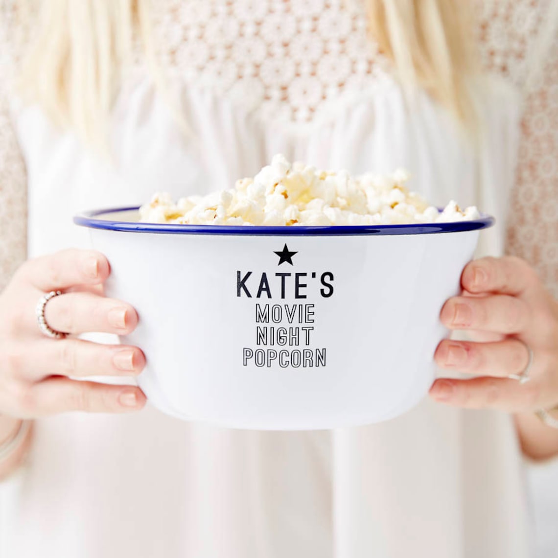 Personalised Enamel Popcorn Bowl Etsy