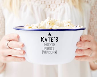 Personalised Enamel Popcorn Bowl | Personalized Bowl | Family Nightl | Personalised Movie Bowl | Movie Gift | Movie Lover | Movie Night