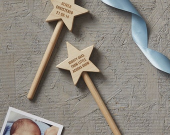 Personalised Christening Keepsake Star Wand