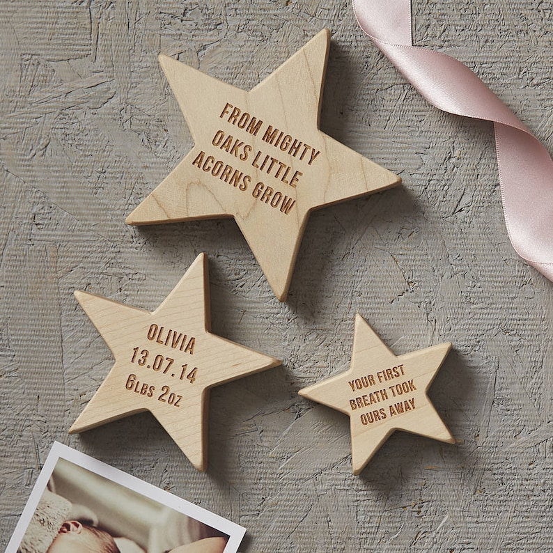 Personalised Baby Keepsake Wooden Star image 3