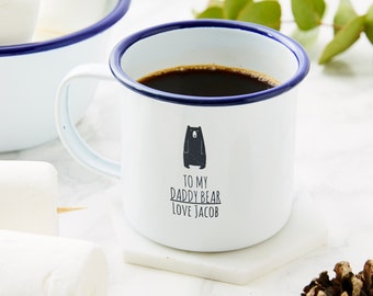 Personalised Daddy Bear Enamel Mug | Fathers Day Gift
