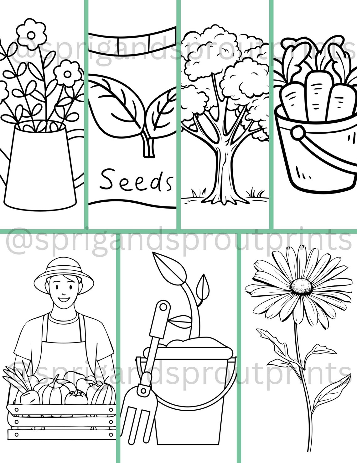 50 Spring Themed Printable Coloring Pages | Instant Download - Etsy