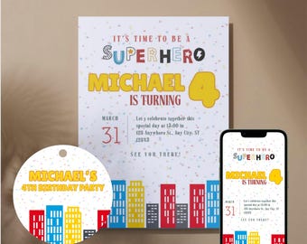 Superhero birthday invitation
