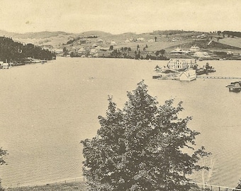 Vue sur le lac Sandy, Sainte-Agathe, Québec, carte postale ancienne de 1906