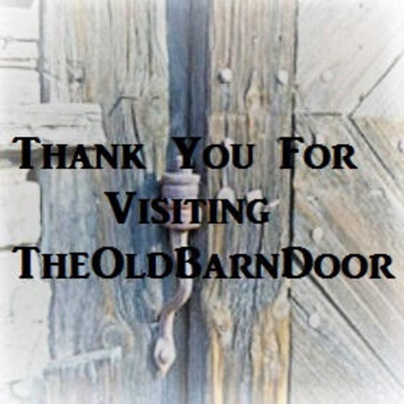 May include: Close-up of weathered wooden barn doors with a metal latch. The text "THANK YOU FOR VISITING TheOldBarnDoor" is displayed in black font across the image. The wood grain is visible, showing shades of gray and brown.