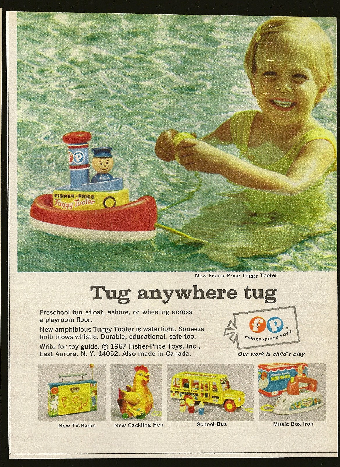 Pair of Vintage 1967 Fisher Price Advertisements - Wonderful Retro