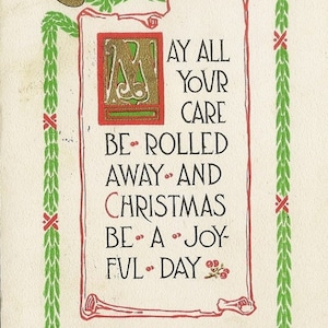 Gibson Art Company, carte postale de Noël ancienne, clochettes dorées et vers pour les fêtes, 1913, avec inscription à annuler pour l'exposition pan-pacifique