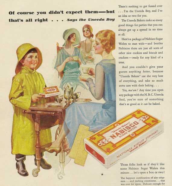Uneeda Bakers Sugar Wafers 1930 Magazine Advertisement Ladies