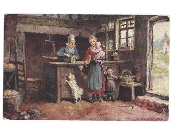 Tienda de pueblo flamenco Tuck and Sons, serie de casas de campo flamencas 1535. Postal antigua sin usar - John A. Heyermans - Compras.