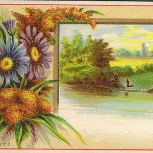 Carte Victorienne AUTOMNE par Frank Vernan 1882 Fait partie d'une série
