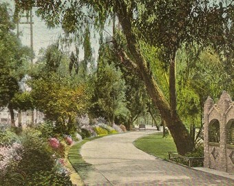 An Entrance at EAST LAKE PARK Los Angeles  ( Lincoln Park ) Antique Postcard 1908