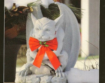 Tis The Season To Be Jolly Gargoyle in Red Bow Photo Christmas Card Fun Christmas Card