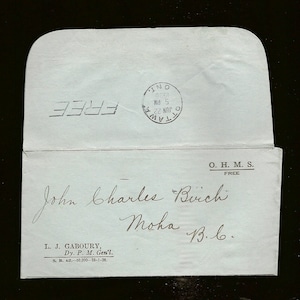 Canadian Post Office Savings Bank Intact Stampless Bilingual OHMS 500 Dollar Deposit Confirmation 1926