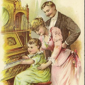Un couple victorien VTC Story et orgue Clark apprend à jouer à son bébé - La première leçon Charme victorien