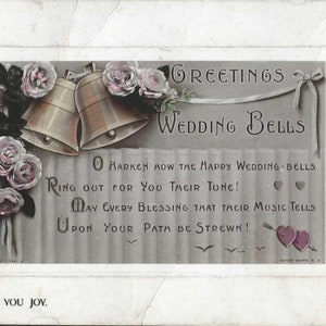 Wedding Bells To Wish You Joy Antique Postcard - 1912 Real Photo Postcard from Rotary Photographic - Sold As Is