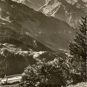 Stanserhorn mit Berneralpen Vintage Black and White Photo Postcard 1953 Stunning Mountain Landscape View Switzerland