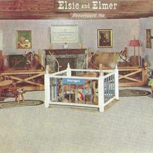 Elsie Elmer et Beauregard Borden Company Ambassadors Carte postale publicitaire vintage non utilisée