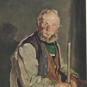 Robert Henri - un autoportrait - carte postale ancienne non utilisée - Art Institute of Chicago des années 1930