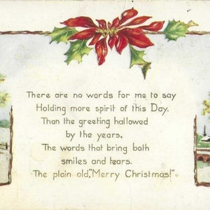 Carte postale de Noël antique accent poinsettia de campagne d'hiver - carte postale Whitney de Whitney de 1916