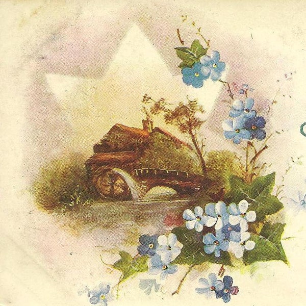 Vintage Birthday Postcard Wildt & Kray Blue Forget-me-Nots and Mill With Water Wheel – Charming Heartfelt Verse