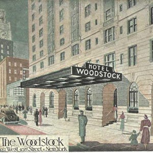 Hotel Woodstock NEW YORK  Unused Antique Postcard - Just East of Times Square