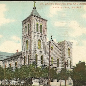 KANSAS CITY KANSAS - Église St Marys 5e et carte postale ancienne Armstrong fin des années 1900