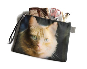 10 Inch Zippered Carry All Case Thoughtful Ginger Cat With Green Eyes Perfect Cat Lover’s Gift READY TO SHIP