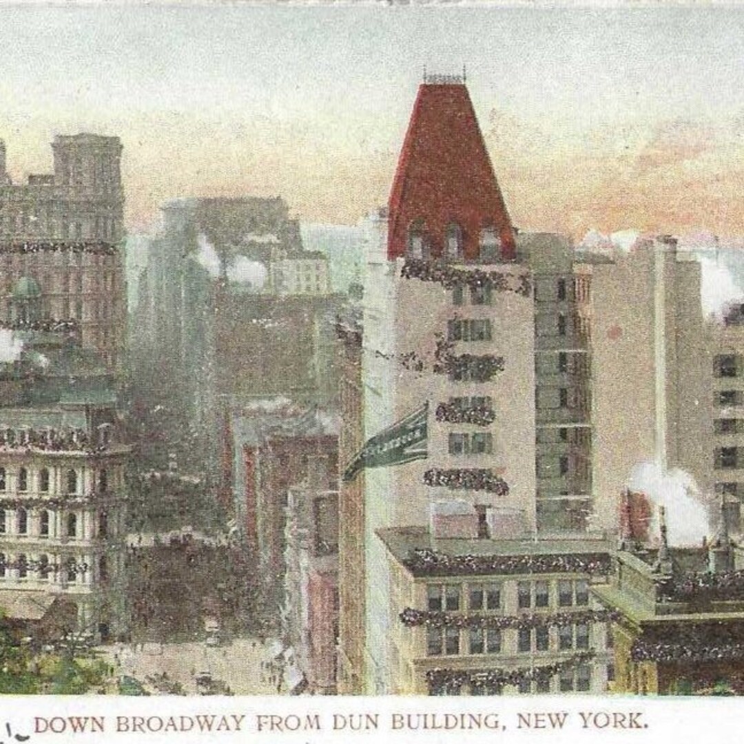 Down Broadway From Dun Building NEW YORK New York UDB Antique - Etsy