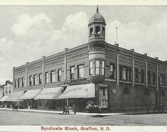 GRAFTON North Dakota Syndicate Block Unused Antique RPPC 1910s - Bloom Bros