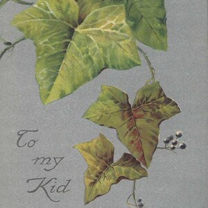 Carte postale ancienne Lierre à mon enfant fin des années 1900 - Lierre sur fond argenté