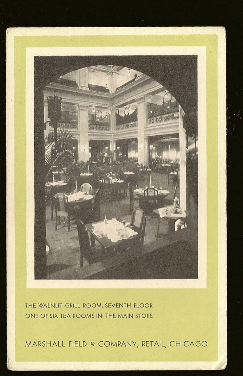 Walnut Grill Room Seventh Floor Marshall Field And Company Chicago Unused Antique Postcard