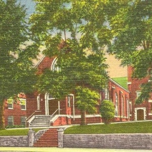 Carte postale en lin vintage inutilisée de l'église presbytérienne de Martinsville VA