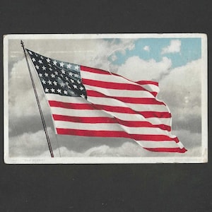 Drapeau américain Old Glory Carte postale ancienne Carte postale Phostint 1918 Syracuse Northrup Station Annuler - Parfait pour l'encadrement
