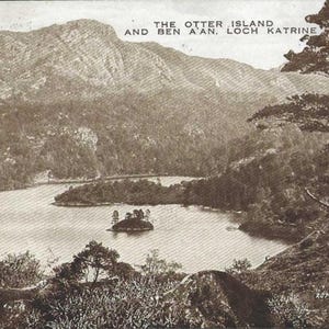 Otter Island et Ben A'An Lock Katrine Carte postale vintage 1925 Ecosse - La Dame du lac