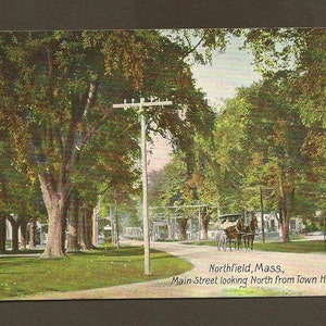 NORTHFIELD Massachusetts Vintage Postcard Main Street Looking North from Town Hall 1909 image 2