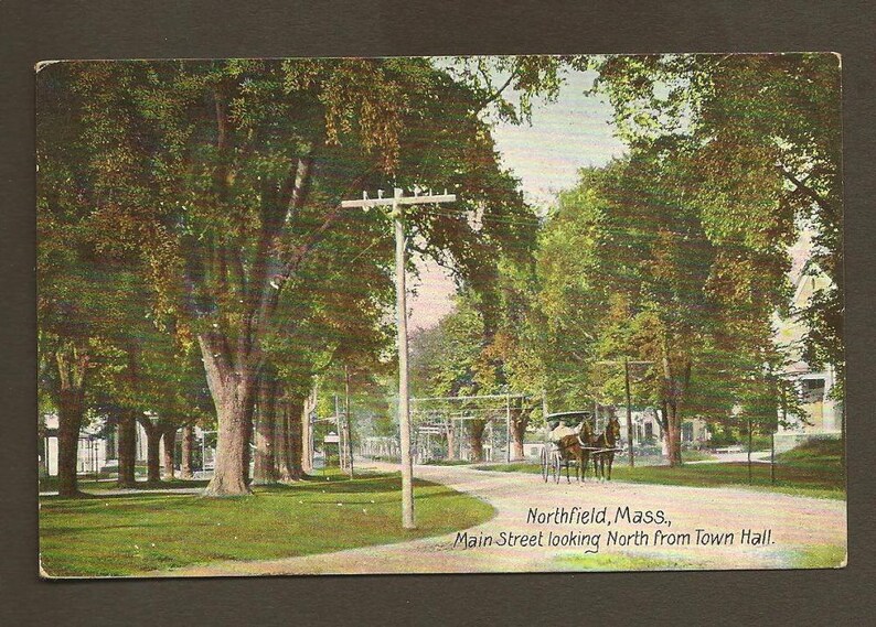 NORTHFIELD Massachusetts Vintage Postcard Main Street Looking North from Town Hall 1909 image 2