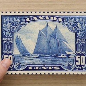 Canada’s Bluenose Stamp on Blank Note Card – Canadian Pride Iconic Sailing Ship – Perfect All Occasion Card