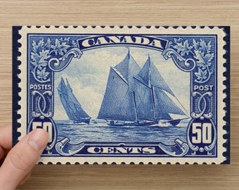 Canada’s Bluenose Stamp on Blank Note Card – Canadian Pride Iconic Sailing Ship – Perfect All Occasion Card