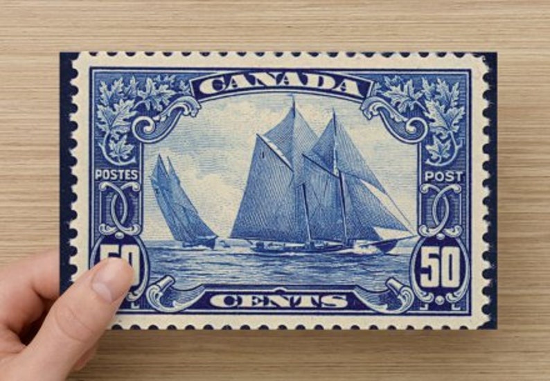 Canadas Bluenose Stamp on Blank Note Card Canadian Pride Etsy Canada