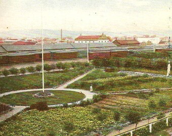 CPR Gardens CALGARY Alberta Unused Vintage Postcard Bird’s Eye View