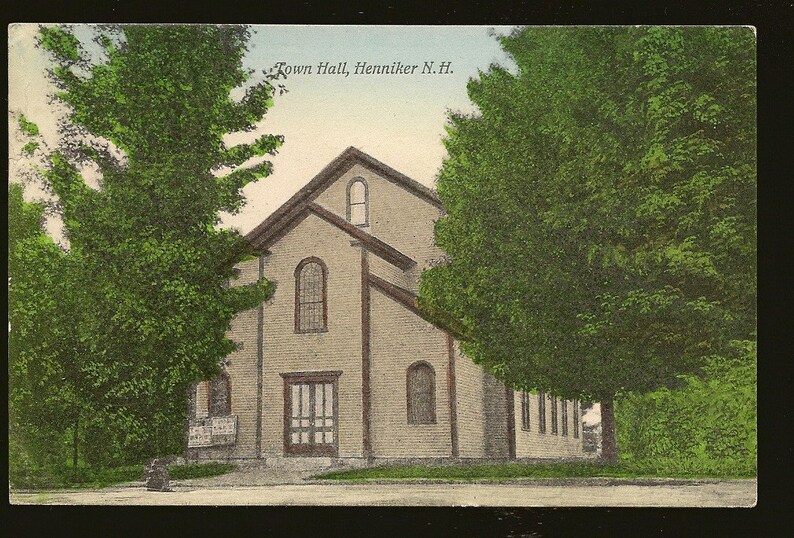 Town Hall Henniker New Hampshire Antique Postcard With North Etsy