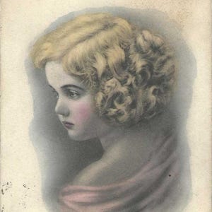 Jolie blonde pensive de profil, carte postale ancienne de 1912 - Gartner and Bender Publishing