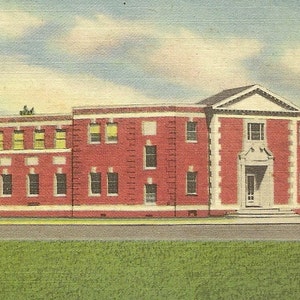 Carte postale en lin vintage Fredonia New York Gregory Hall State Teachers College inutilisée