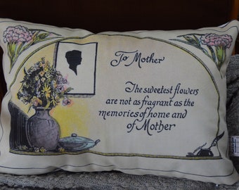 Gift for Mother - Decorative Pillow Cover Silhouette Vase of Flowers and Verse Velveteen  Pillow Cover 20x14 Lumbar Pillow READY TO SHIP