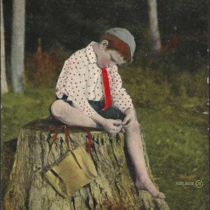 Carte postale ancienne série The Truant Canadian Child, fin des années 1900, carte postale USB - Carte postale à encadrer
