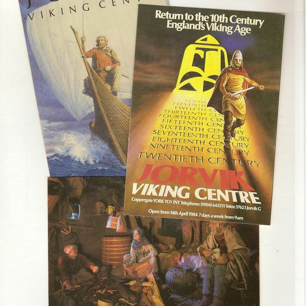 JORVIK Viking Centre 11 Unused Vintage Postcard Collection – Bright Colorful and Detailed