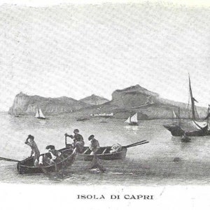 Italie Isola di Capri Carte postale ancienne de 1903 pêcheur avec timbre de l'hôtel Savoy
