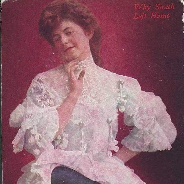 Edwardian Risque Unused Antique Postcard Why Smith Left Home - Perhaps the Mistress