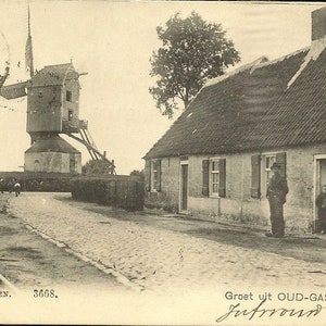 Moulin à vent Groet uit OUD-GASTEL Carte postale ancienne UDB 1906 Utig. Nauta, Velsen Pays-Bas